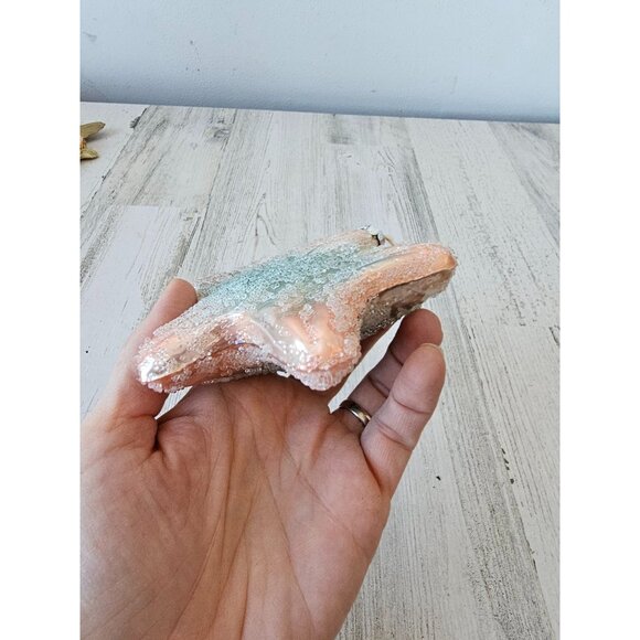 Glass beaded life-size starfish ornament pink Xmas tree - Picture 6 of 8